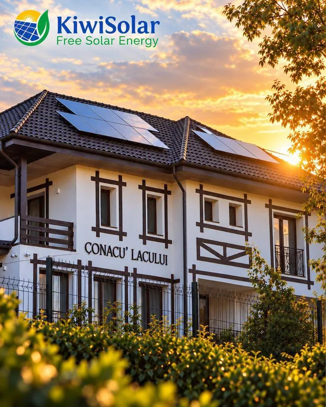 Pensiune cu panouri fotovoltaice pe acoperiș